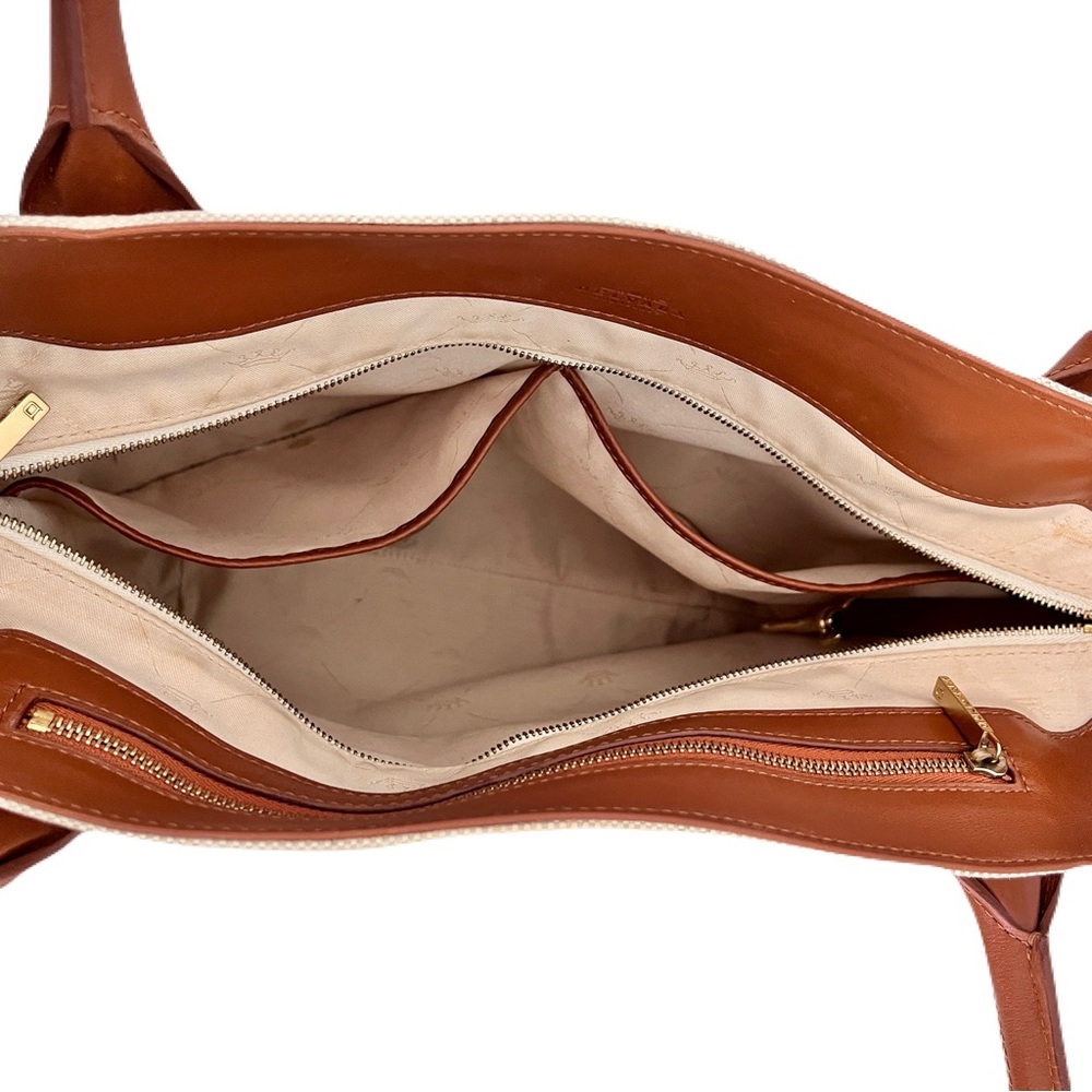 Delvaux Beige Canvas ‘Toile Charleston’ with Brown Leather Trim Tote Bag - Picture 10 of 12